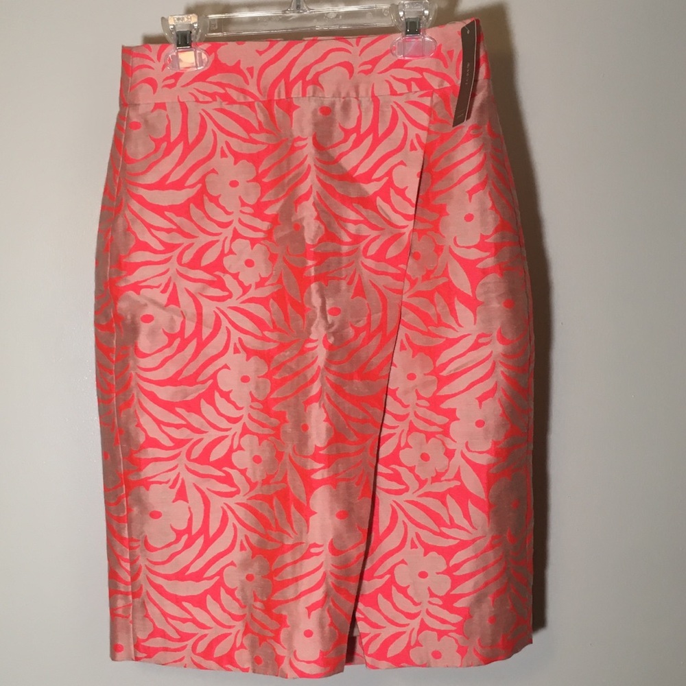 NWT J Crew Hot pink floral pencil skirt Size 0